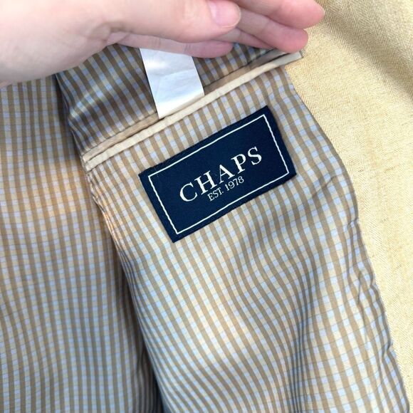 Chaps Men’s Tan Camel Linen Blend Sport Coat Size 44L - Picture 5 of 8